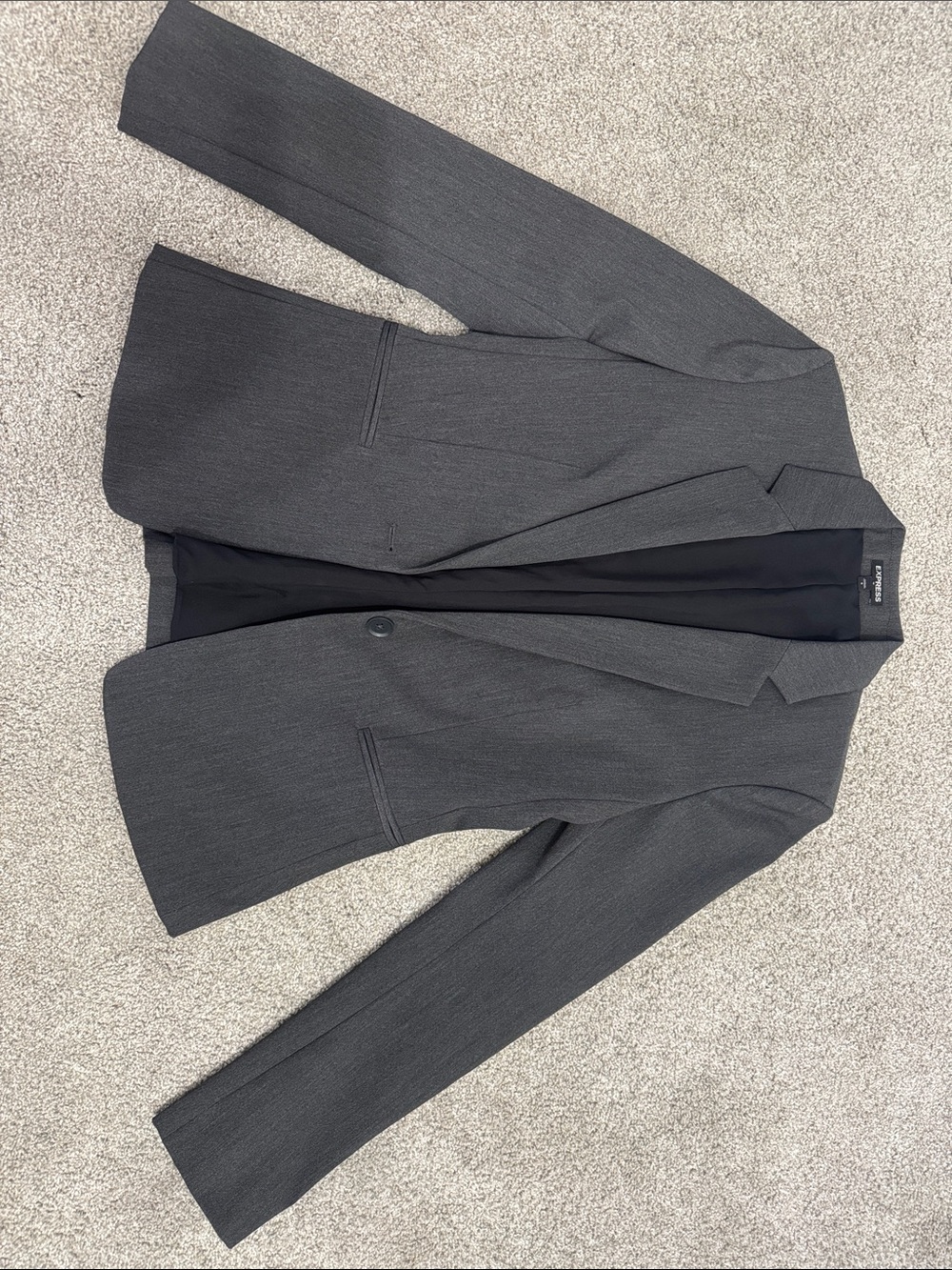 Express Charcoal Gray Women's Single-Button Blazer